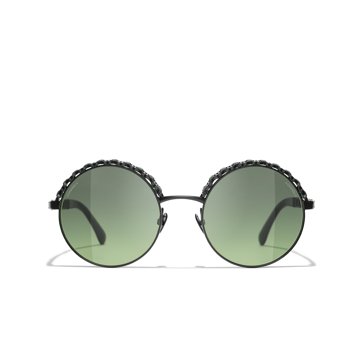 CHANEL round Sunglasses C1012A Black & Green - front view