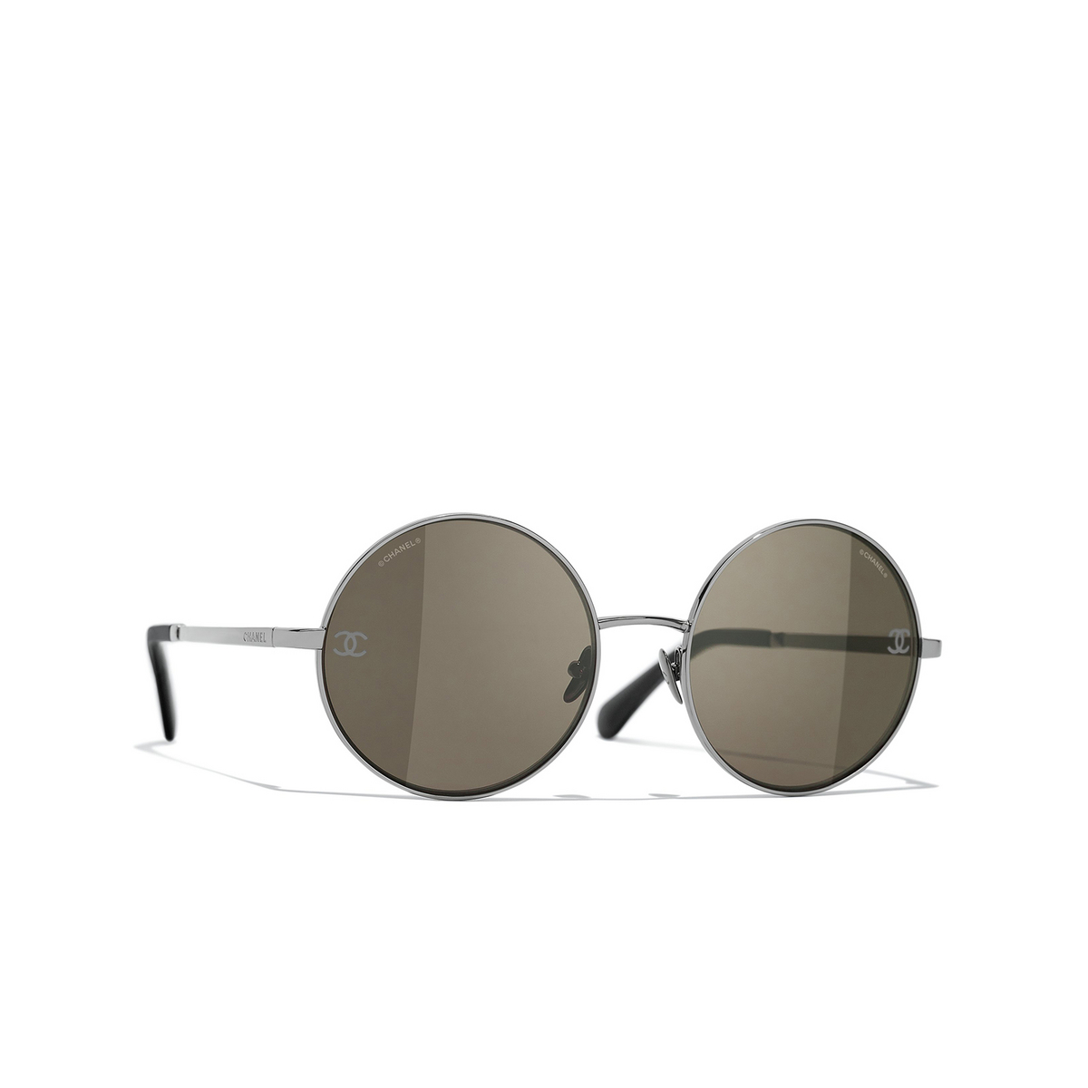 CHANEL round Sunglasses C108/3 Dark Silver - three-quarters view