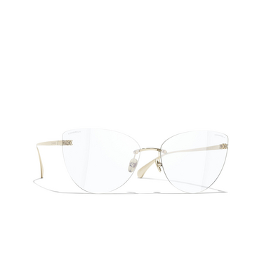 Gafas de sol ojo de gato CHANEL C395SB gold & black - Vista tres cuartos