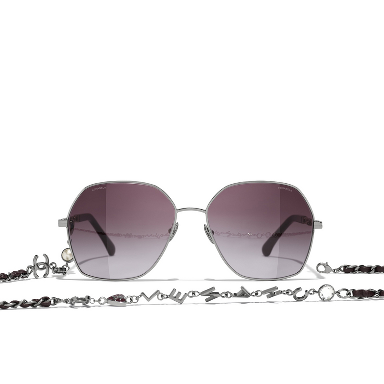 CHANEL square Sunglasses C108S1 dark silver & burgundy