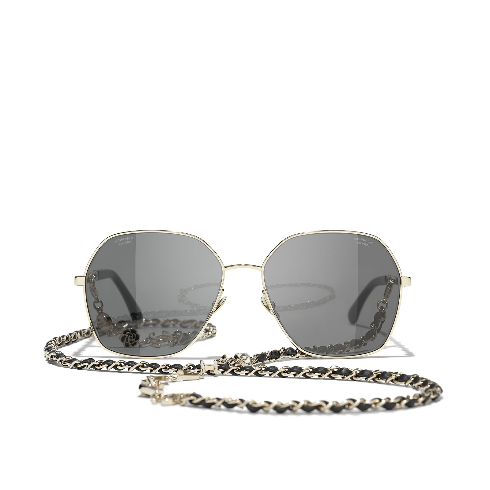 CHANEL square Sunglasses C395T8 Gold & Black - front view
