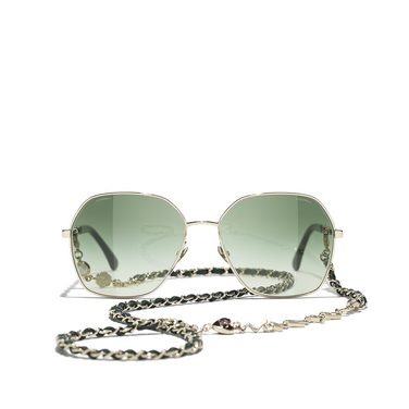 CHANEL square Sunglasses C468S3 gold & green - front view