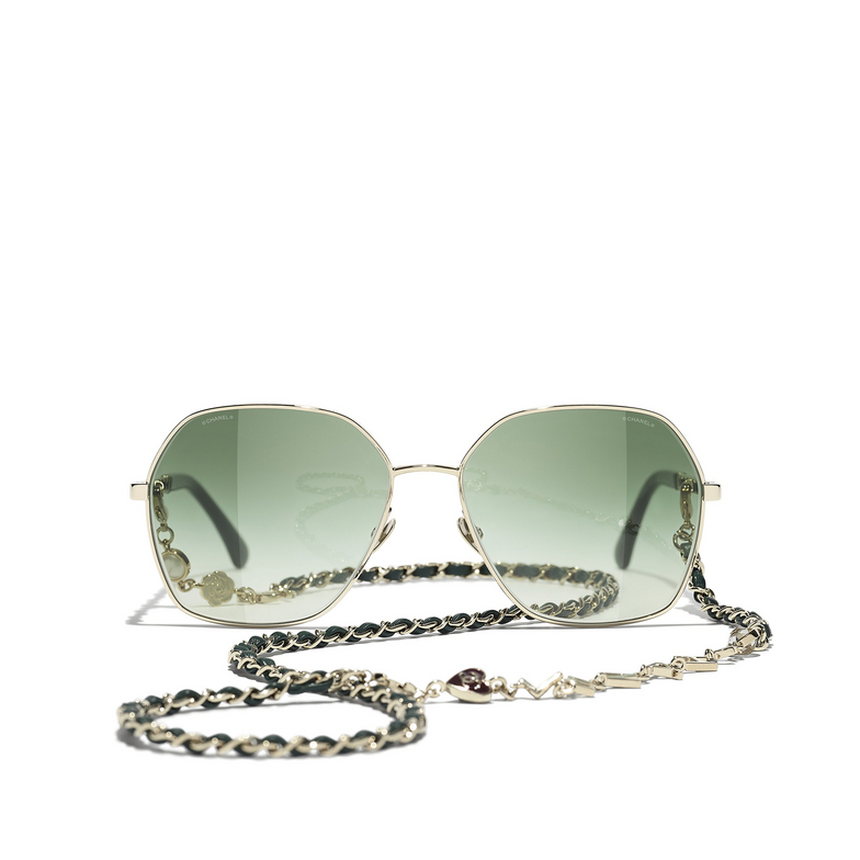 CHANEL square Sunglasses C468S3 gold & green