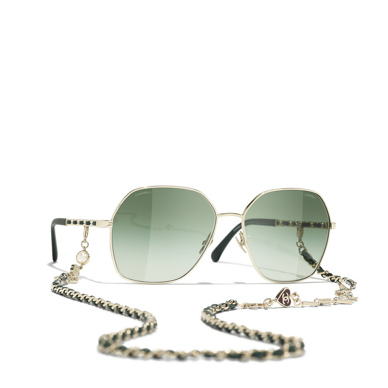 Solaires carrées CHANEL C468S3 gold & green