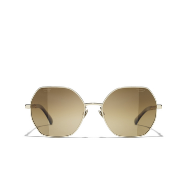 CHANEL square Sunglasses c422m2 gold & dark tortoise - front view