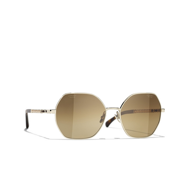 CHANEL square Sunglasses c422m2 gold & dark tortoise - three-quarters view
