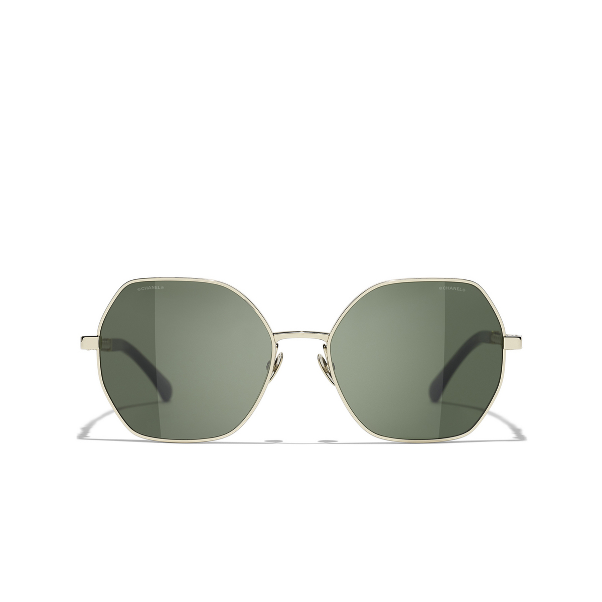 CHANEL square Sunglasses C46831 Gold & Dark Green - front view
