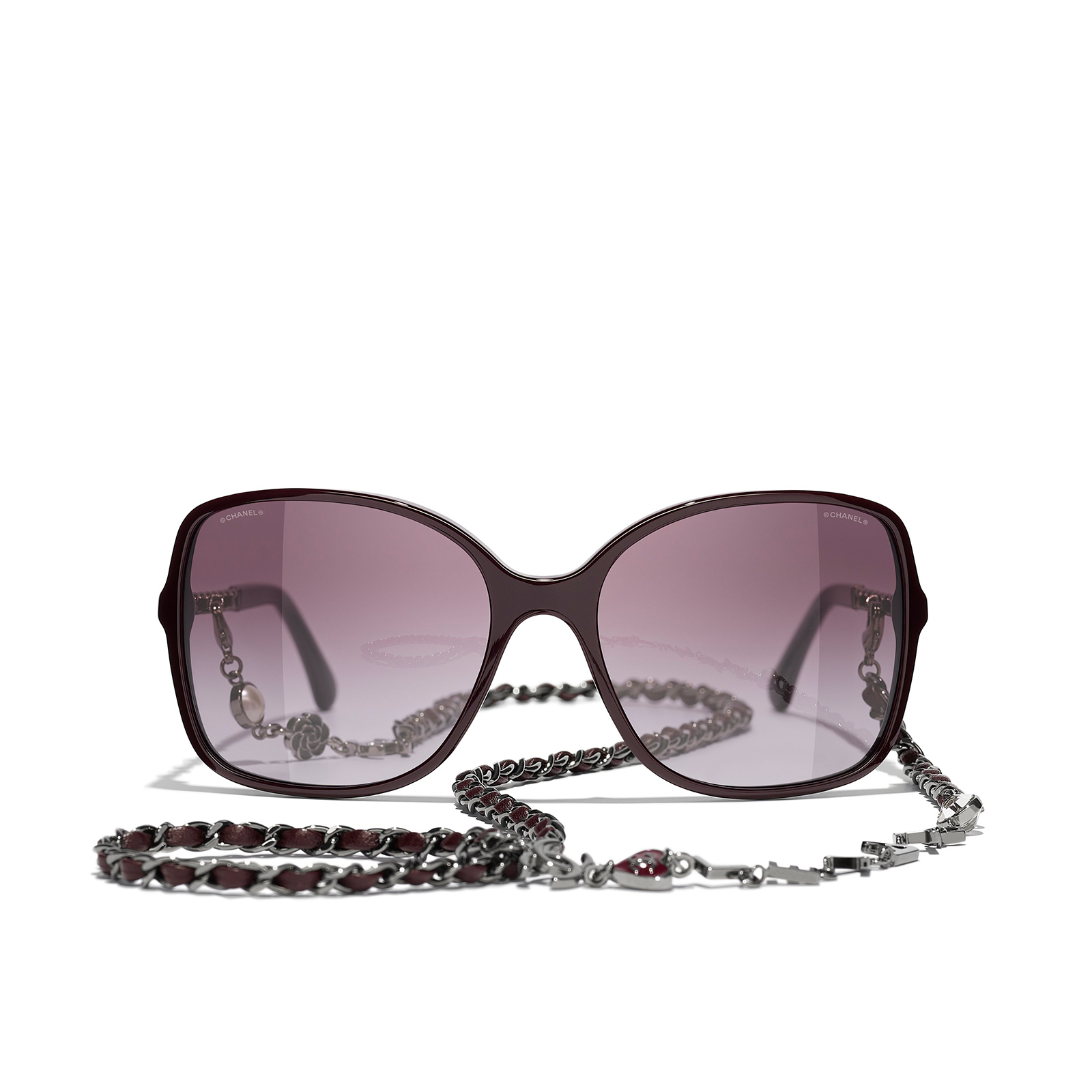 CHANEL square Sunglasses 1461S1 Burgundy & Dark Silver - front view