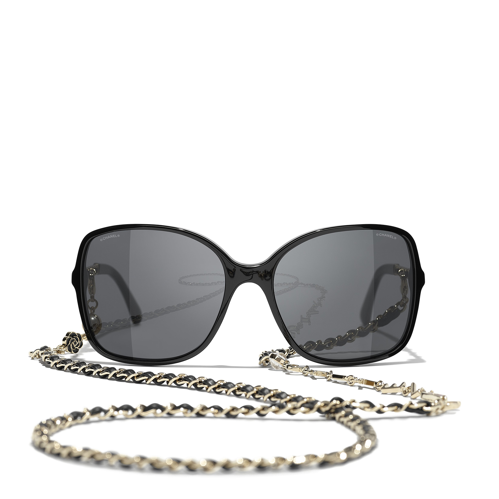 CHANEL square Sunglasses C622S4 Black & Gold - front view