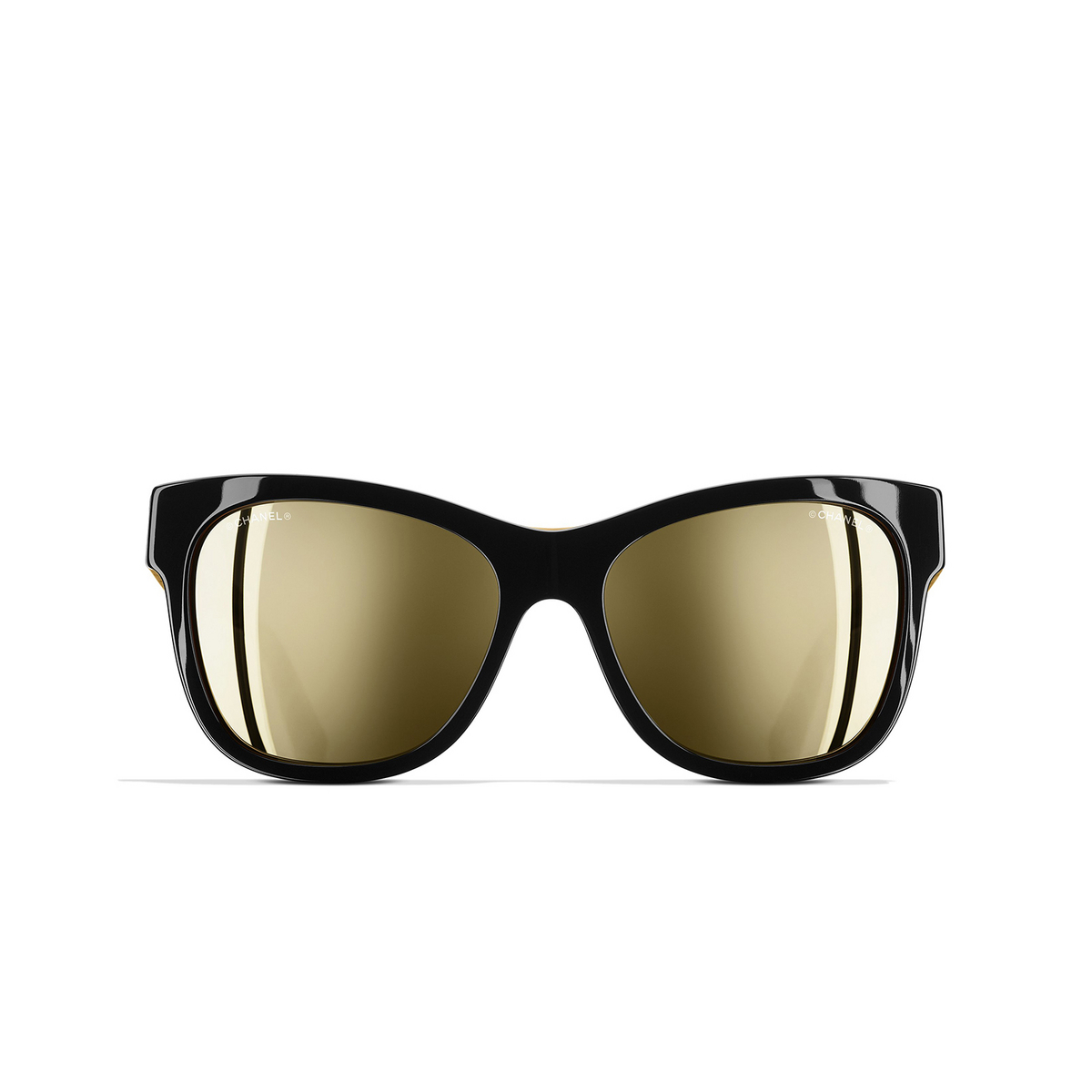 CHANEL square Sunglasses 1609/5A Black & Gold - front view