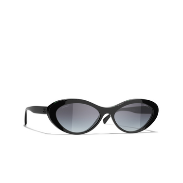 CHANEL oval Sunglasses 1710s6 black & green - three-quarters view