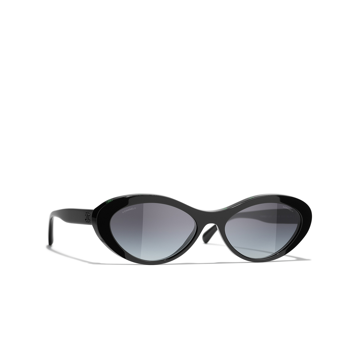 CHANEL oval Sunglasses 1710S6 Black & Yellow - three-quarters view