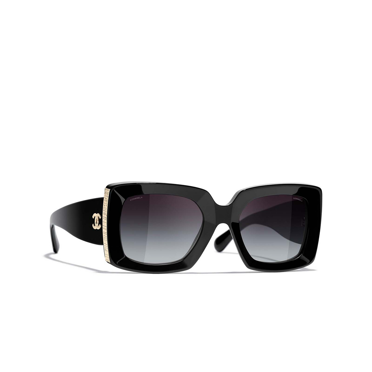 CHANEL rectangle Sunglasses C622S6 Black & Gold - three-quarters view