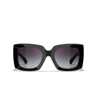 Gafas de sol rectangulares CHANEL C622S6 black & gold - Vista delantera