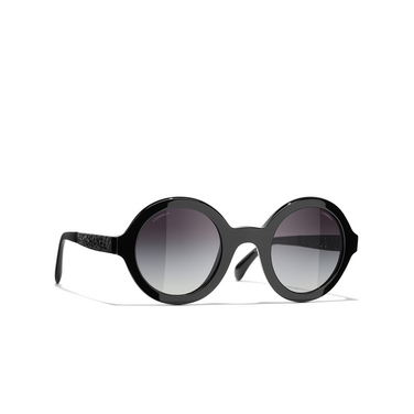 CHANEL round Sunglasses C888S6 black - three-quarters view