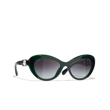 CHANEL Katzenaugenförmige sonnenbrille 1672S6 dark green - Dreiviertelansicht