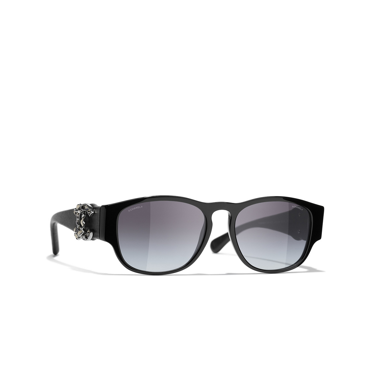 CHANEL rectangle Sunglasses C501S6 Black - three-quarters view