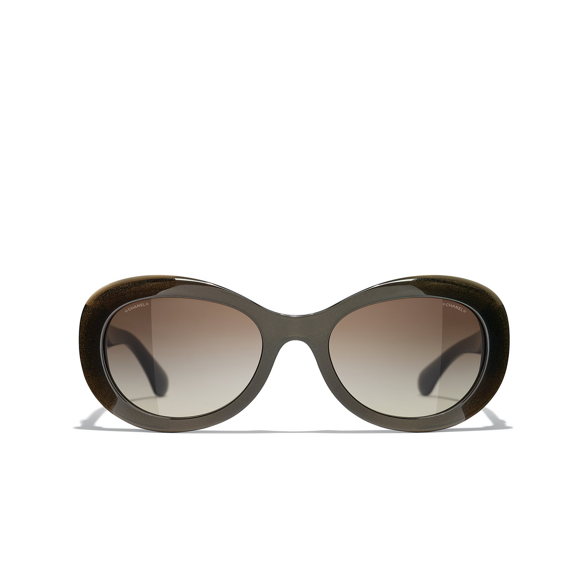 CHANEL oval Sunglasses 1706S5 Brown - front view