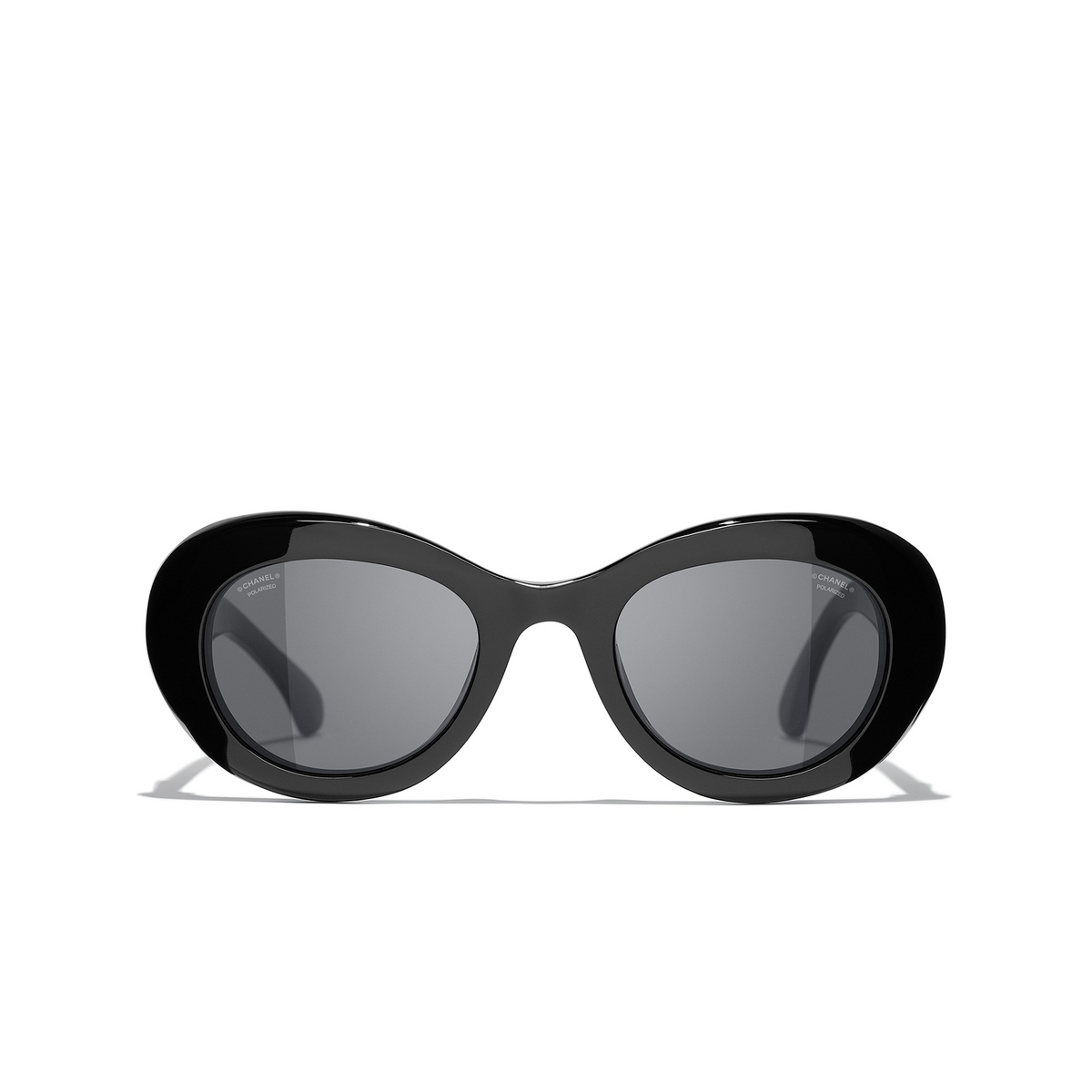 CHANEL oval Sunglasses C622T8 Black - front view