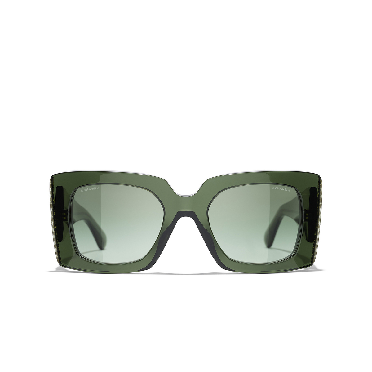 CHANEL square Sunglasses 1718S3 Dark Green - front view