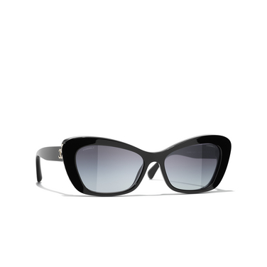 CHANEL cateye Sunglasses C622S6 black & gold - three-quarters view