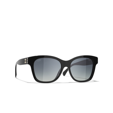 CHANEL square Sunglasses C622S8 black & gold - three-quarters view