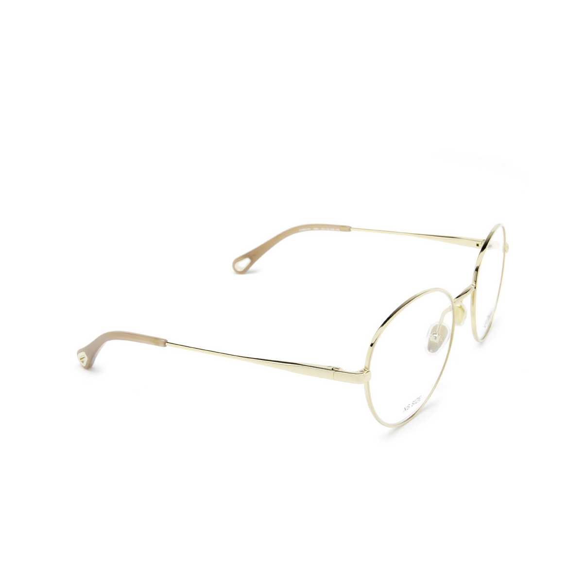 Chloé® Round Eyeglasses: CH0021O color Gold & Nude 009 - three-quarters view.