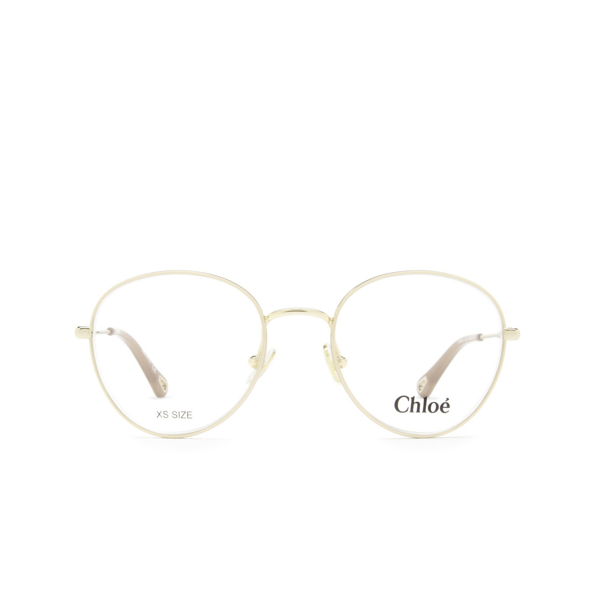Chloé® Round Eyeglasses: CH0021O color Gold & Nude 009 - front view.