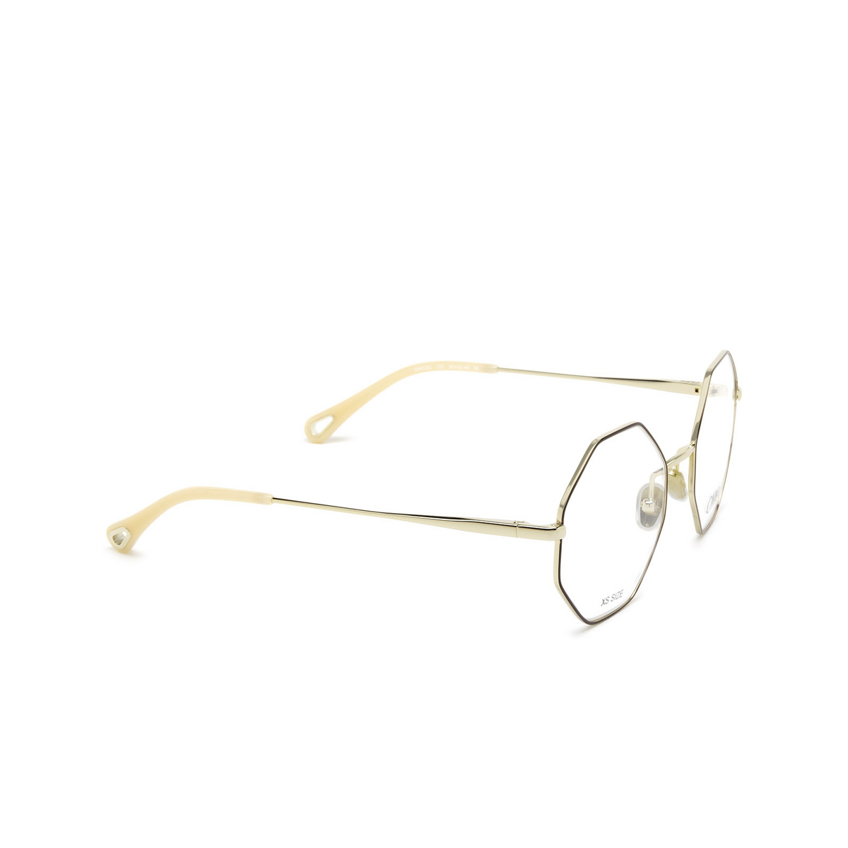Chloé® Irregular Eyeglasses: CH0022O color 010 Burgundy & Gold - three-quarters view