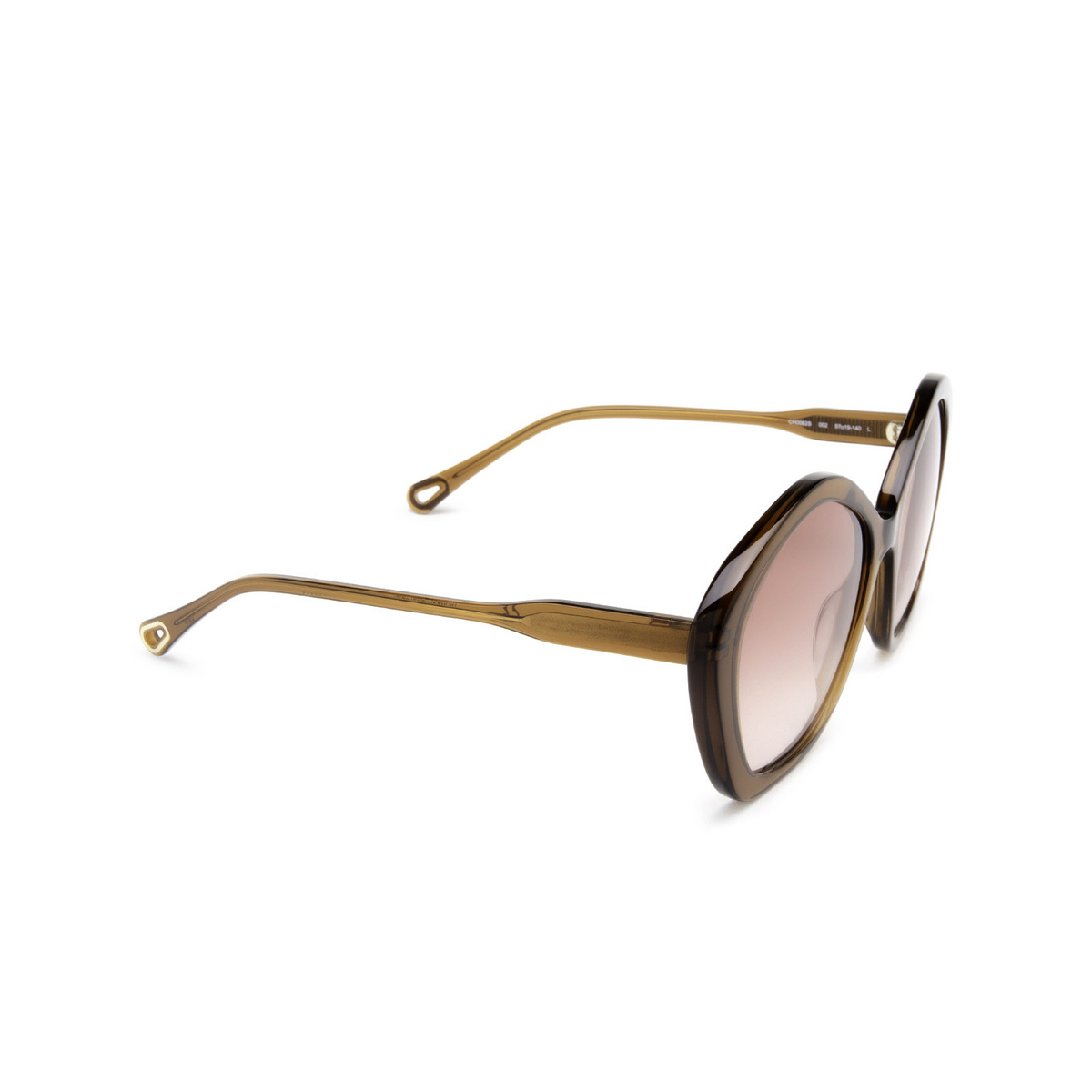 Chloé® Irregular Sunglasses: CH0082S color Brown 002 - three-quarters view.