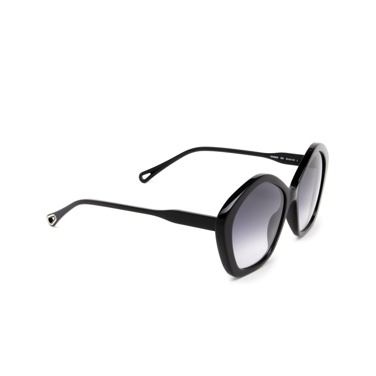 Chloé® Irregular Sunglasses: CH0082S color Black 005 - three-quarters view.