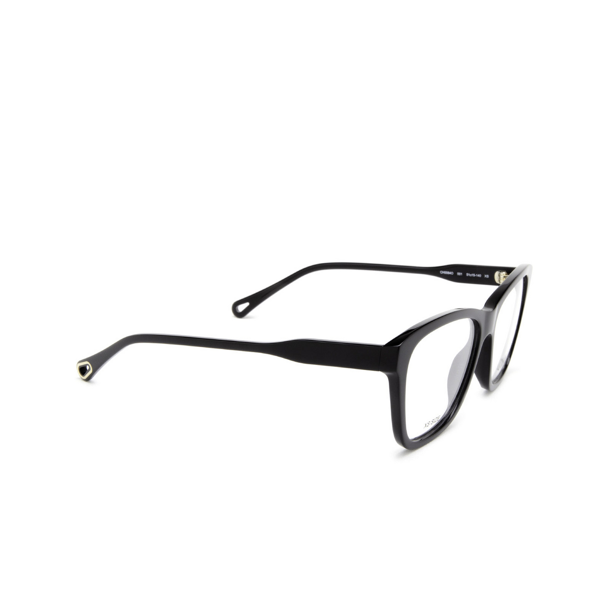 Chloé CH0084O rectangle Eyeglasses 001 Black - three-quarters view