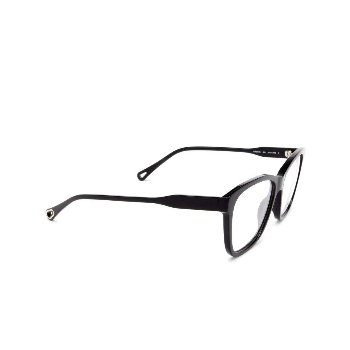 Chloé® Rectangle Eyeglasses: CH0084O color 005 Black - three-quarters view