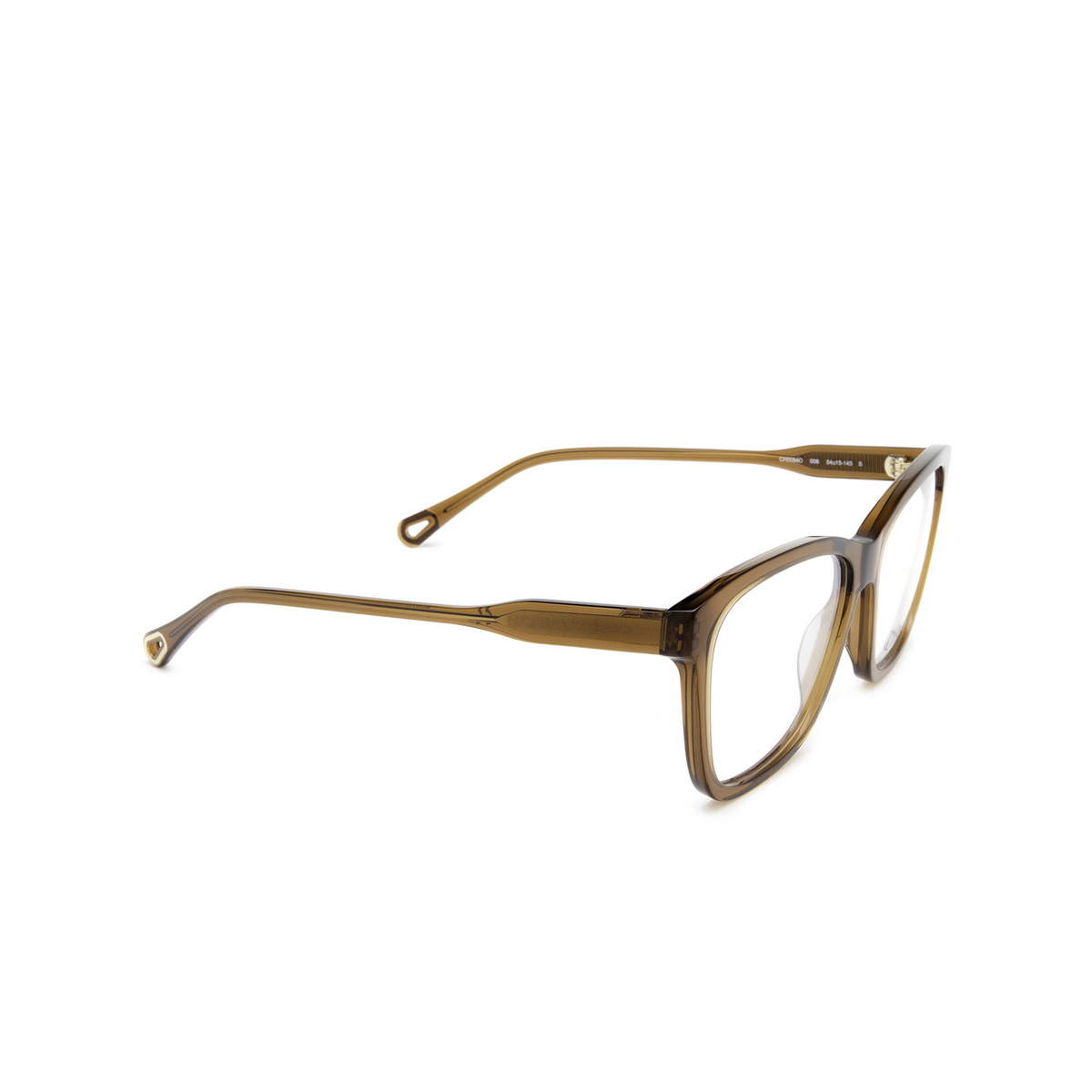 Chloé® Rectangle Eyeglasses: CH0084O color 006 Brown - three-quarters view