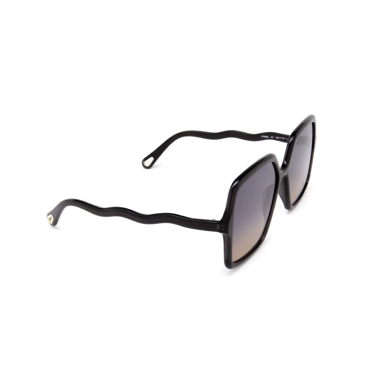 Chloé® Square Sunglasses: Zelie Square CH0086S color Grey 001 - three-quarters view.
