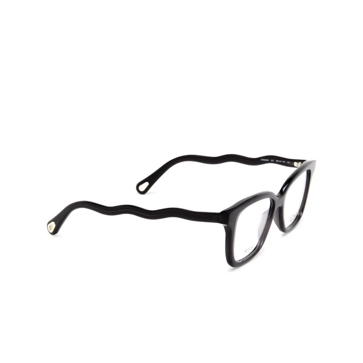 Chloé® Rectangle Eyeglasses: CH0090O color 001 Grey - three-quarters view