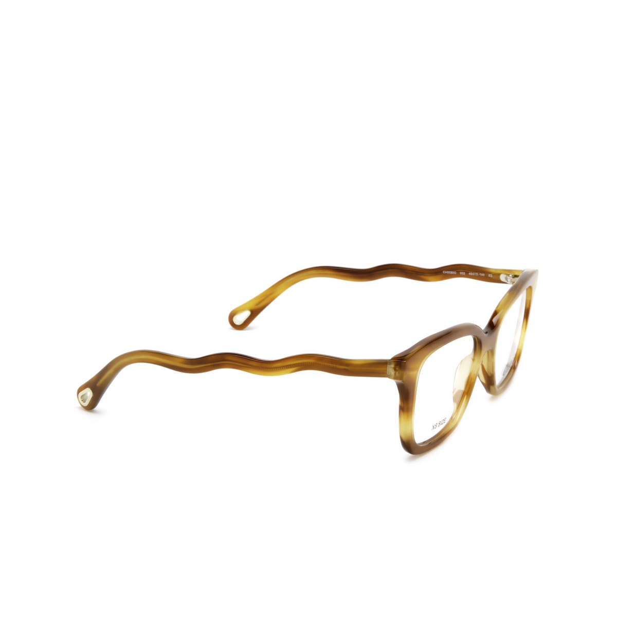 Chloé® Square Eyeglasses: CH0090O color 002 Havana - three-quarters view