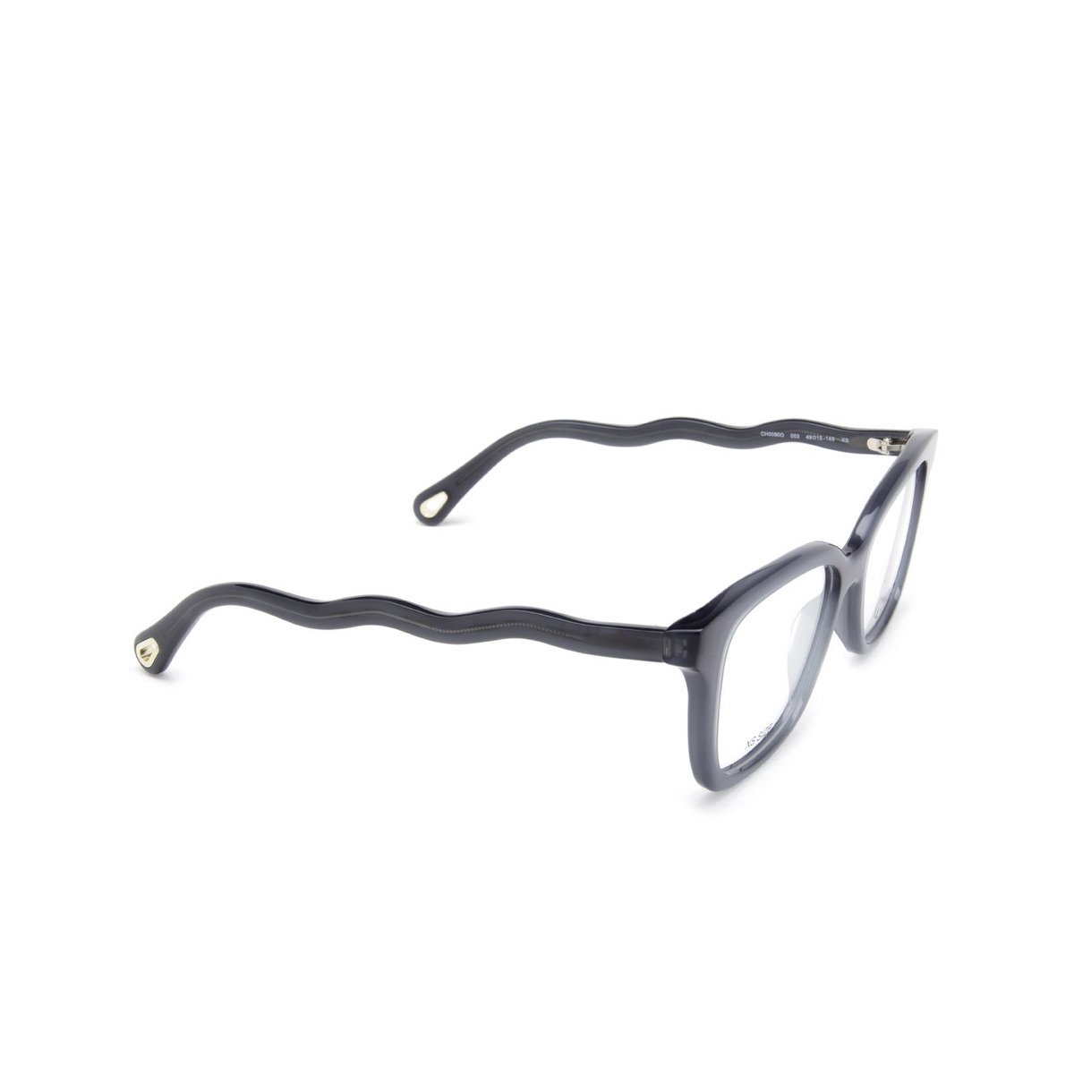 Chloé® Rectangle Eyeglasses: CH0090O color Opal Blue 003 - three-quarters view.