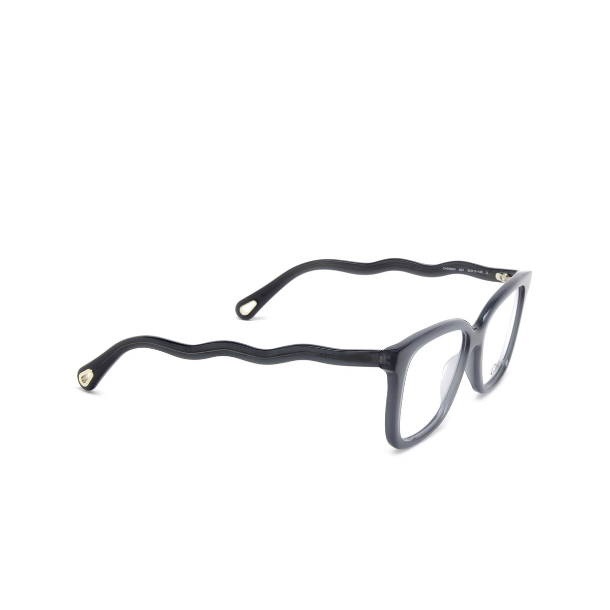 Chloé® Rectangle Eyeglasses: CH0090O color 007 Blue - three-quarters view