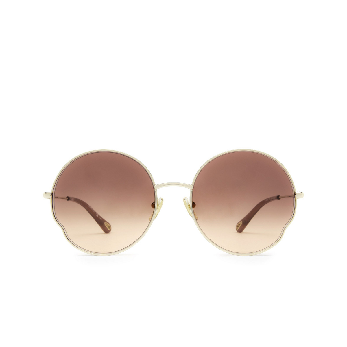 Chloé® Round Sunglasses: CH0095S color Gold 004 - front view.