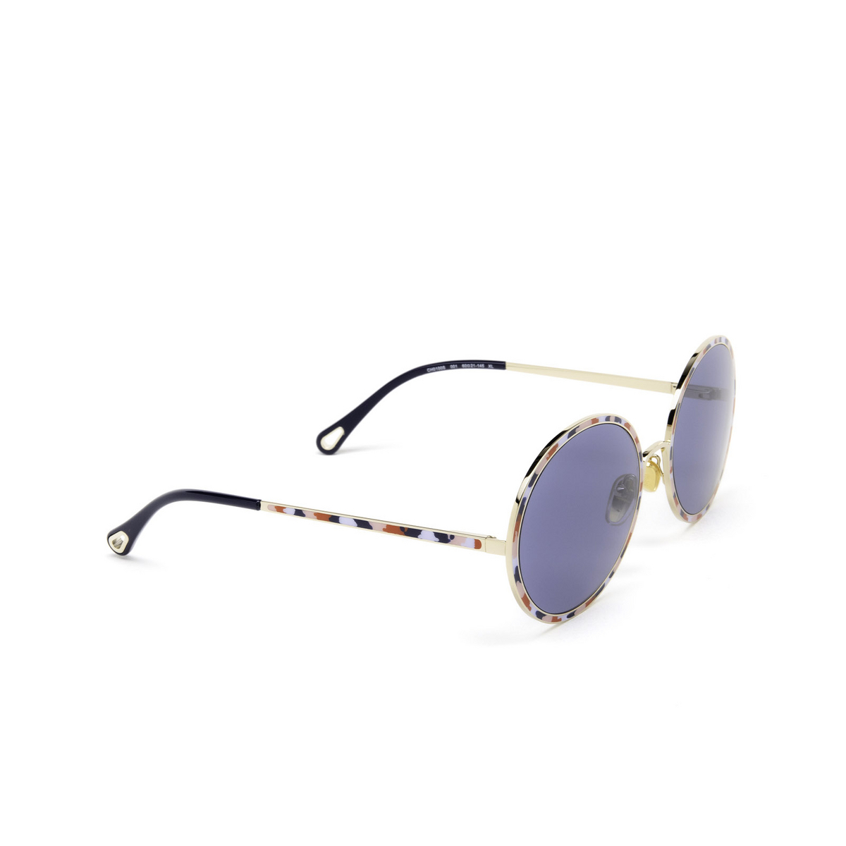 Chloé® Round Sunglasses: Vitto Oval CH0100S color Gold 001 - three-quarters view.