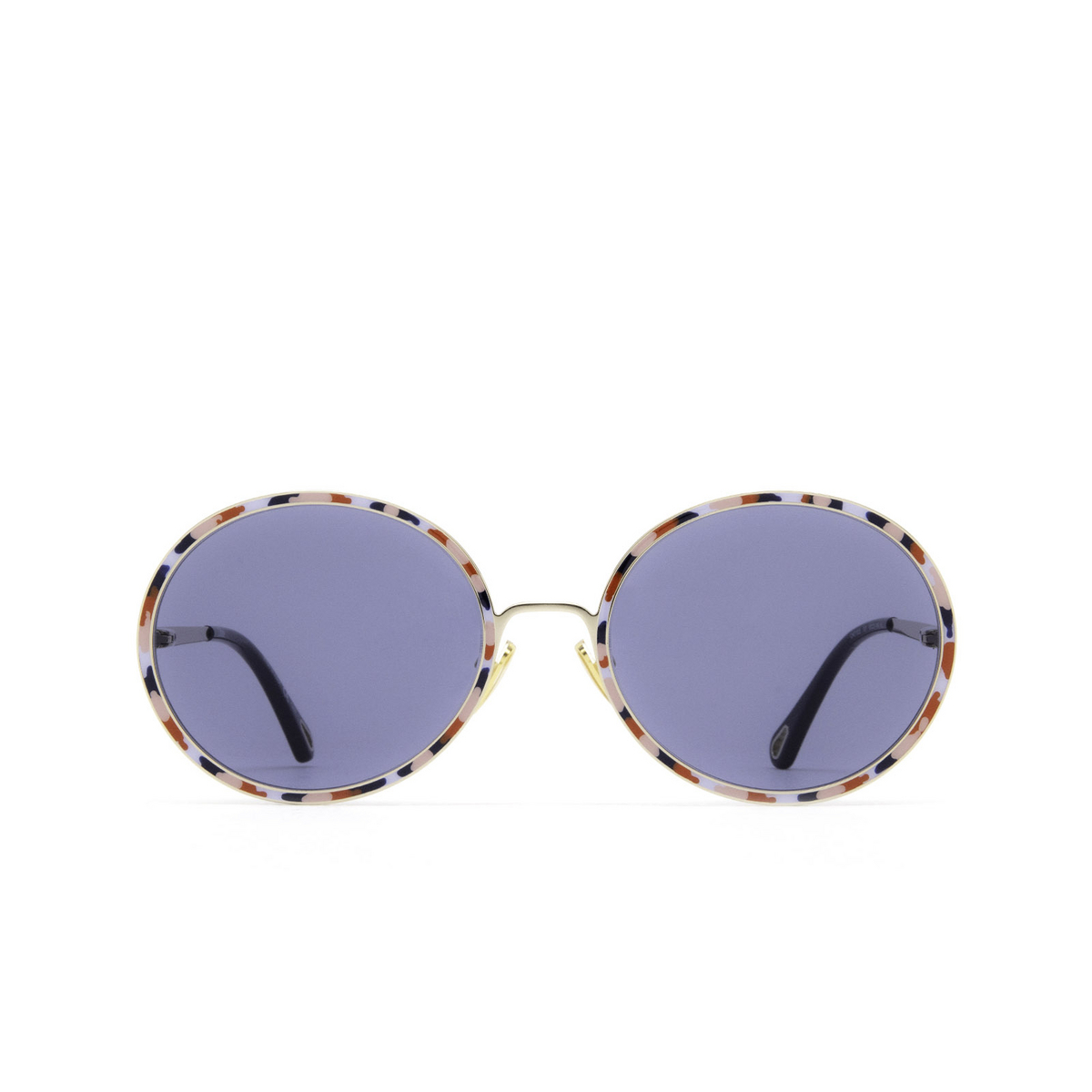Chloé® Round Sunglasses: Vitto Oval CH0100S color Gold 001 - front view.