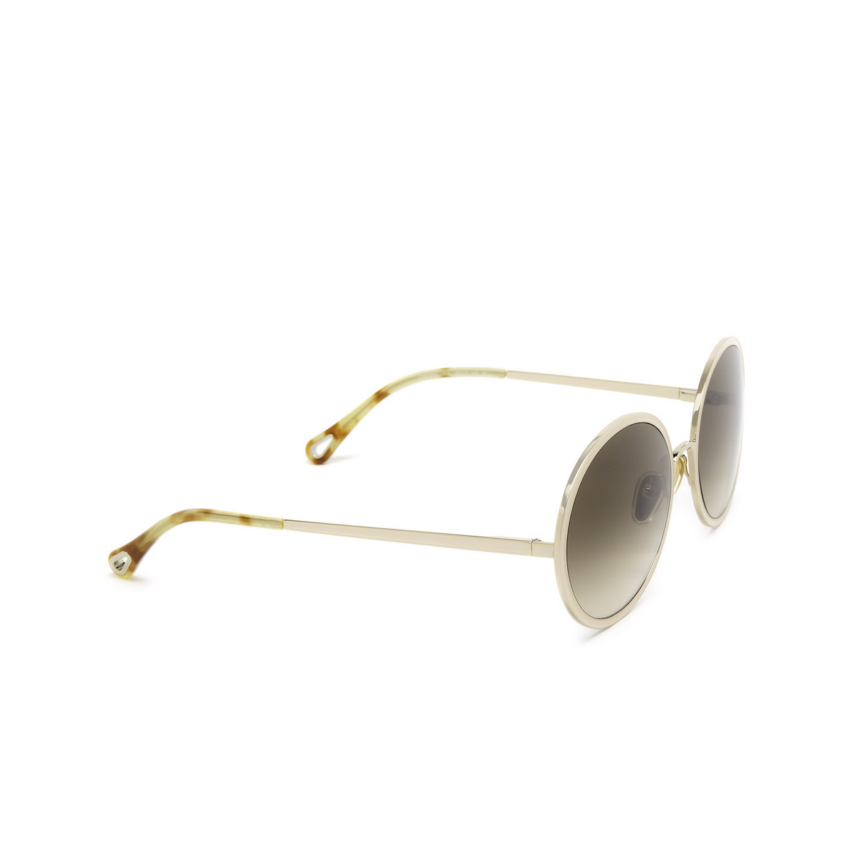 Chloé® Round Sunglasses: Vitto Oval CH0100S color Gold 004 - three-quarters view.