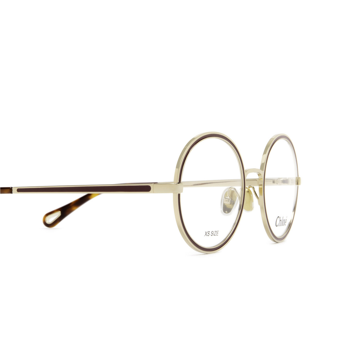 Chloé CH0103O round Eyeglasses 001 Gold & Burgundy - 3/4