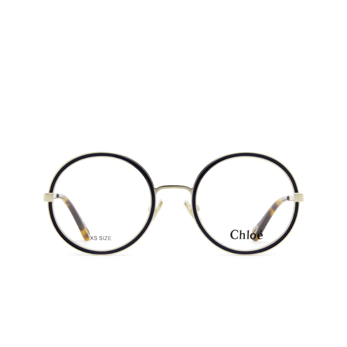 Chloé® Round Eyeglasses: CH0103O color 004 Gold & Blue - front view