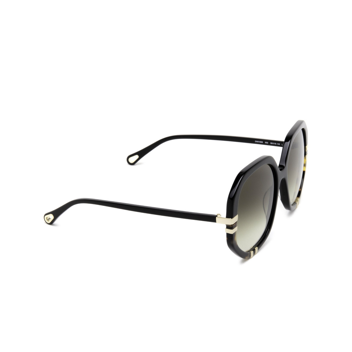Chloé West irregular Sunglasses 002 Black - three-quarters view