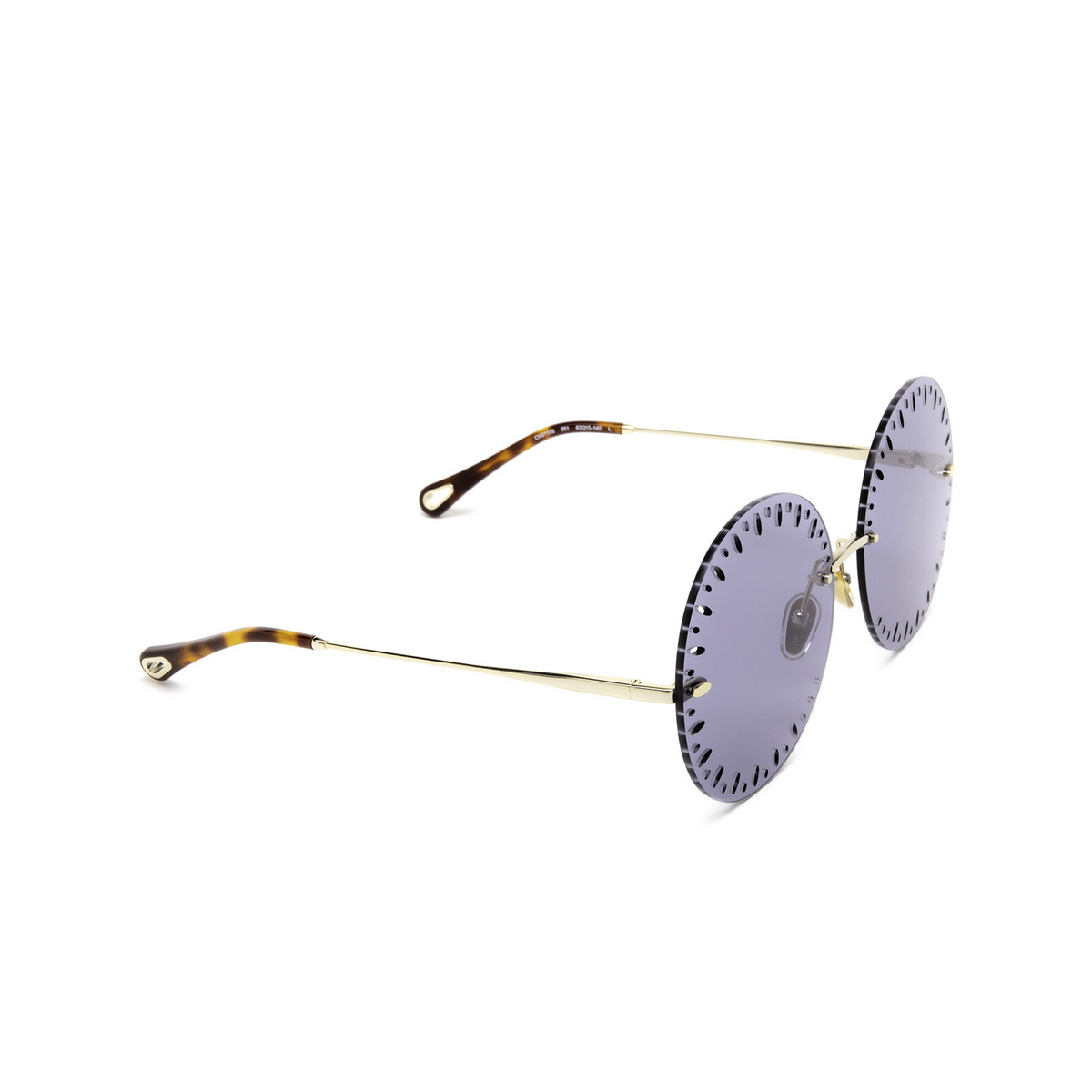 Chloé® Round Sunglasses: Yse Round CH0110S color Gold 001 - three-quarters view.