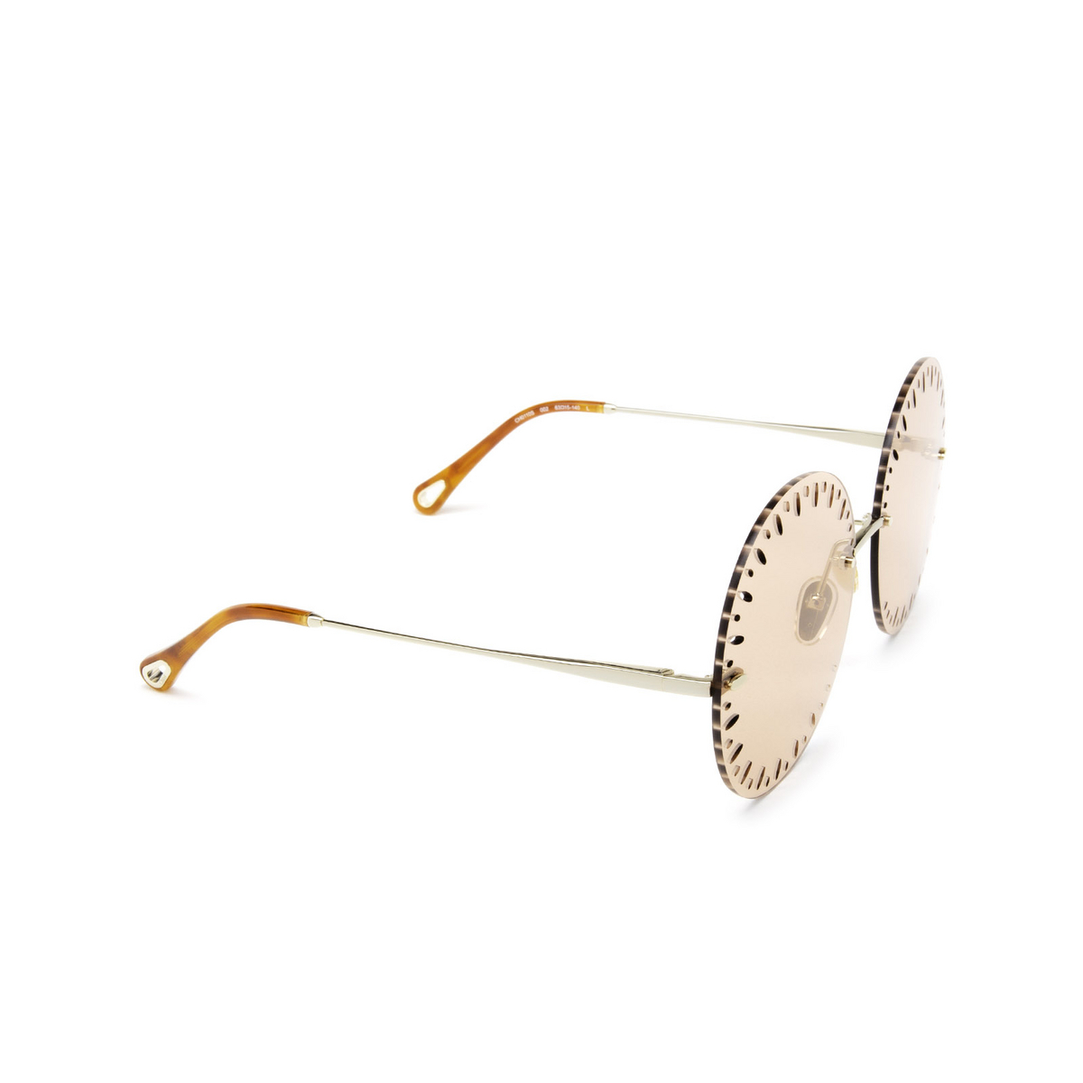 Chloé® Round Sunglasses: Yse Round CH0110S color Gold 002 - three-quarters view.