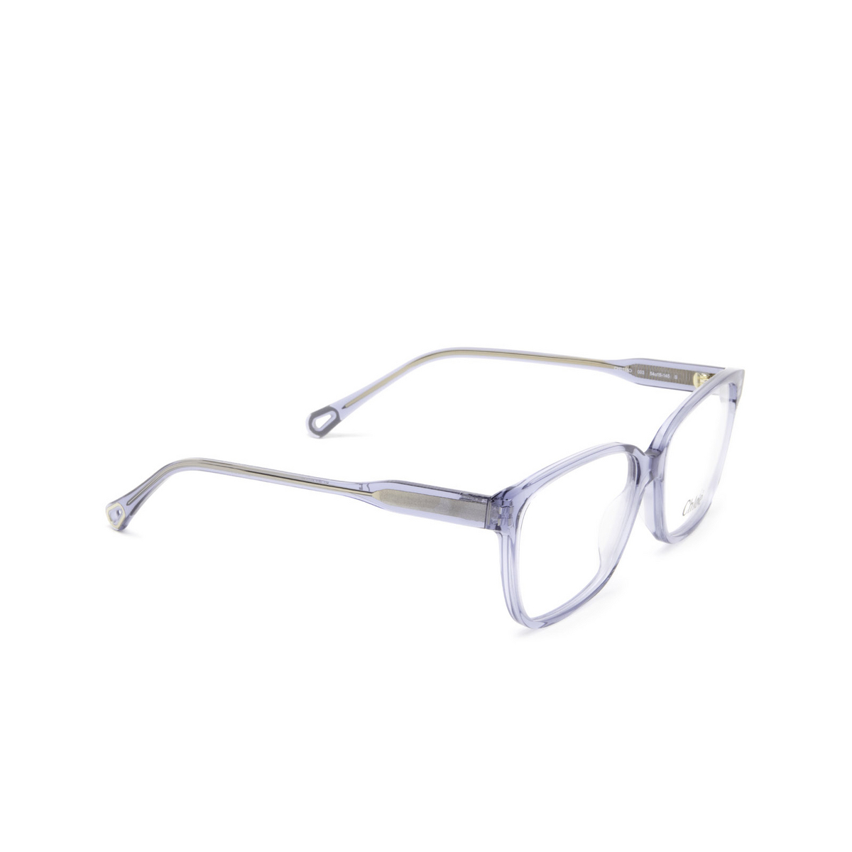 Chloé® Rectangle Eyeglasses: CH0115O color 003 Transparent Blue - three-quarters view