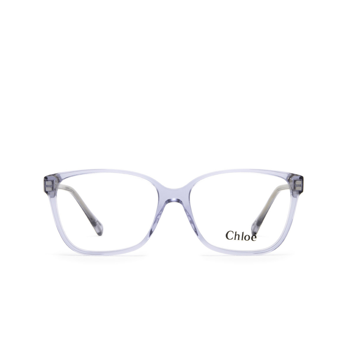 Chloé® Rectangle Eyeglasses: CH0115O color 003 Transparent Blue - front view